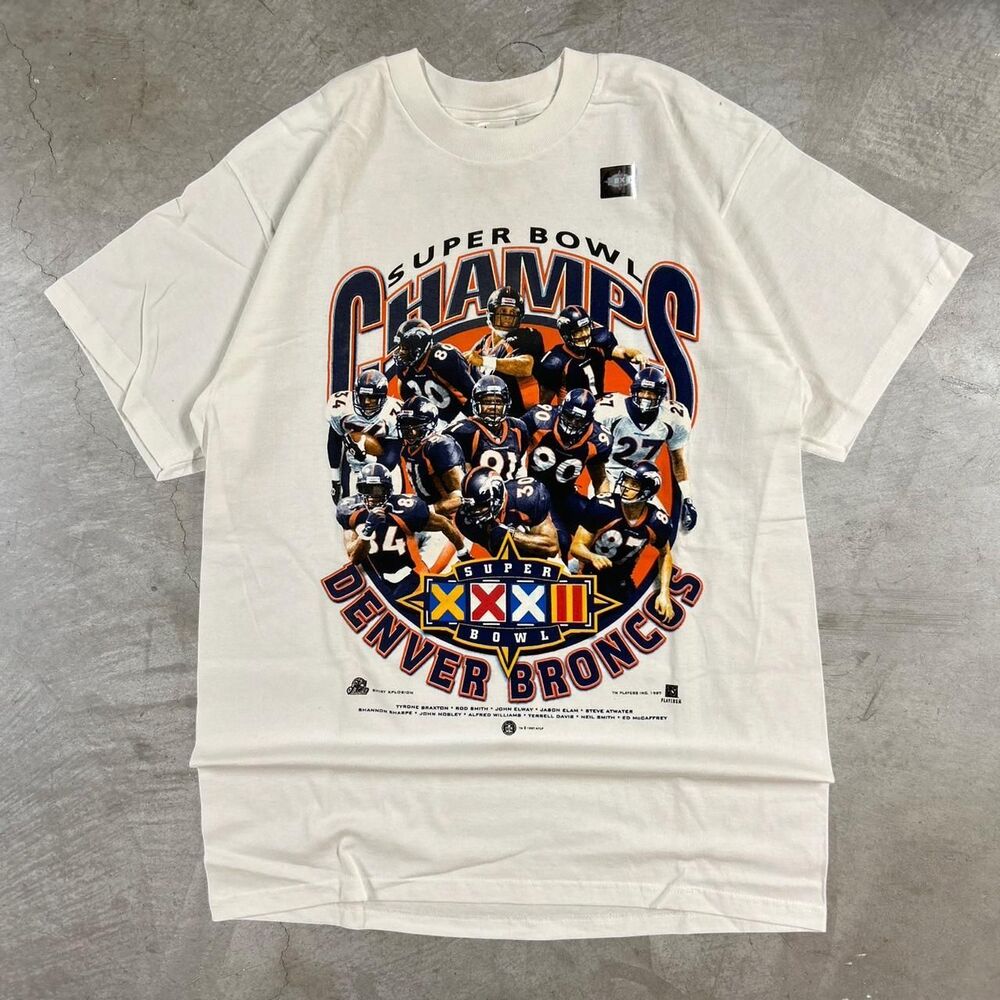 NWT VINTAGE 1997 Denver Broncos Super Bowl XXXII Champions white T-shirt